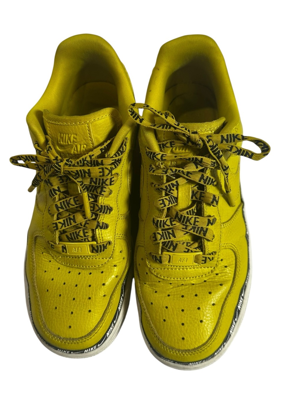 Nike Air Force 1 Low Yellow Black Logo Tape Sneakers Women’s Size 6.5